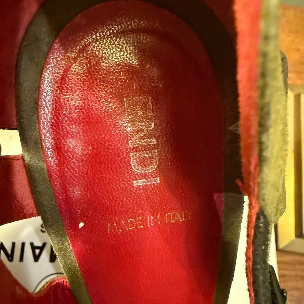 Fendi Green Suede Leather/Gold Metallic Cut Out 4” Pump Heels Size 38/8 $ - Picture 9 of 14